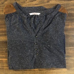 Dark Blue/Grey Heather Patterned Long Sleeve